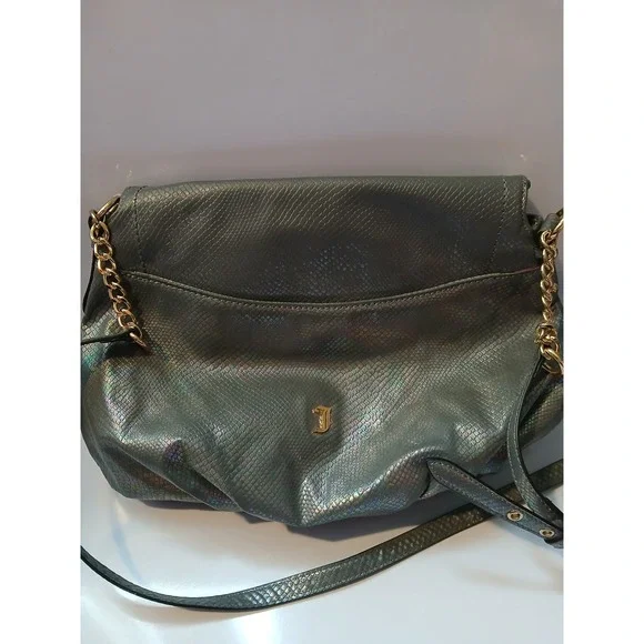 Vinage Juicy Couture‎ Metallic Snake Embossed Crossbody Shoulder Bag Gold Chain - Picture 11 of 12